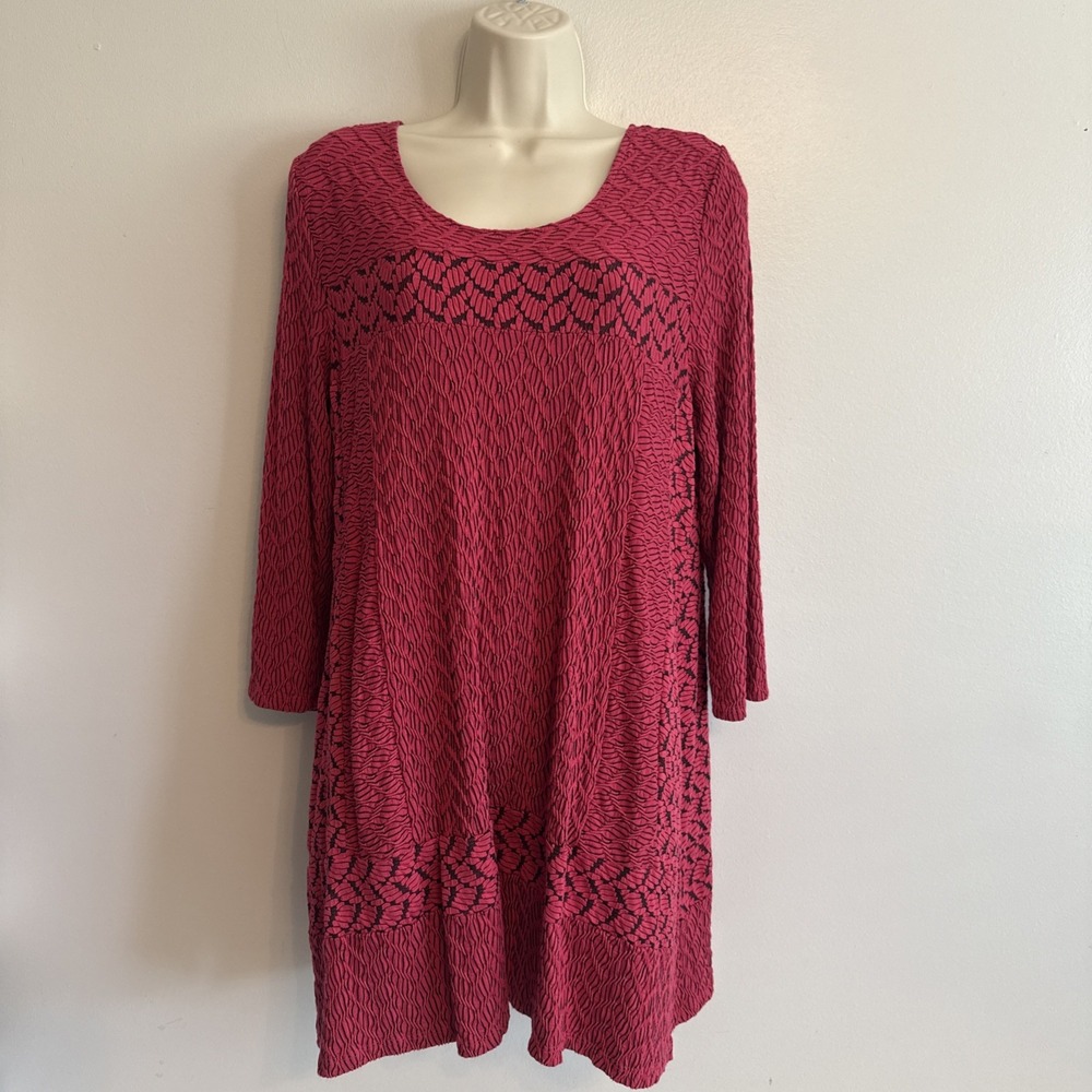 Habitat Womens 3/4 Sleeve Tunic Top Size M Stretch Textured Minimalist Layers